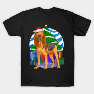 Bloodhound Dog Cute Santa Christmas Gift T-Shirt